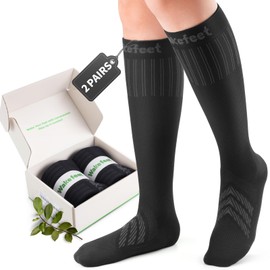 WAKEFEET Compression Socks Women and Men 2 Pairs, Compression Socks 20-30 mmHg for Calf Recovery, Relief, Discomfort, Fatigue, and Tired Legs