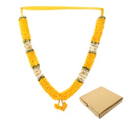 Artificial Mala Flower Ribbon Garland Hair Large Mala for Idol-Mala for God Pooja Sringar Article Ornament for Multipurpose Indian Traditional Cultural Festival Ganesha Decoration (Size: 20 Inches