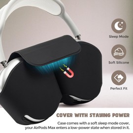 ProCase Hard Carrying Smart Case for AirPods Max, Headphone Travel Case with Sleep Mode Cover & Mesh Pocket, AirPods Max Protective Portable Shell Storage Bag -Black