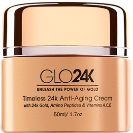 GLO24K Timeless Anti-Aging Cream with 24k Gold, Potent Peptides, and Vitamins A,C,E and Retinol