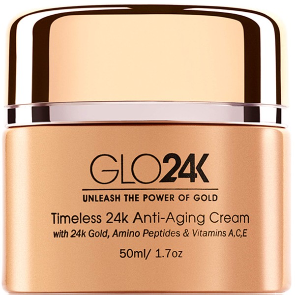 GLO24K Timeless Anti-Aging Cream with 24k Gold, Potent Peptides, and Vitamins A,C,E and Retinol