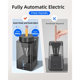 Zmol Full Automatic Pencil Sharpener,Electric Pencil Sharpeners for Colored Pencils with Built-in Pencil Holder，Heavy Duty Pencil Sharpener for Classroom, 6-12mm Jumbo Pencils,Home/School/Office