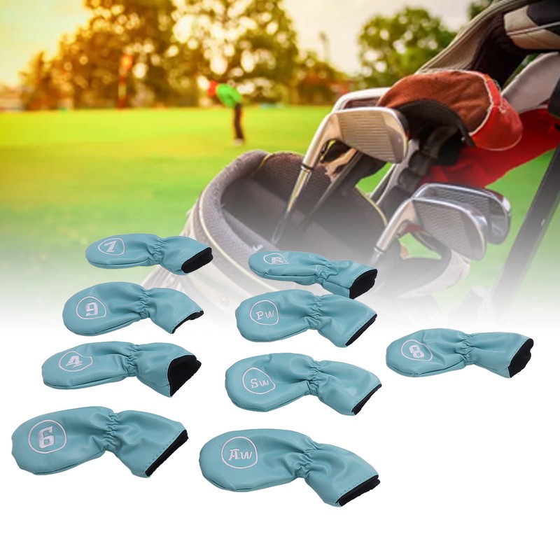 9pcs Golf Club Cover PU Leather Stylish Portable Golf Head