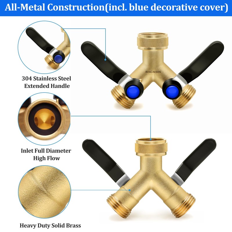 BACASIN 2 Pack Hose Splitter 2 Way Heavy Duty