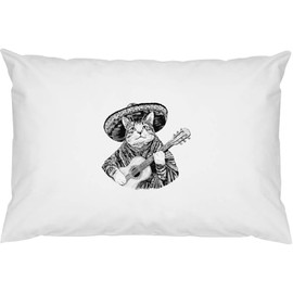 Azeeda 2 x 'Mexican Cat Playing Guitar' Cotton Pillow Cases (PW00042961)