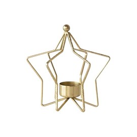 Creative Co-Op Metal Star Shaped Tealight Holder, Gold Finish