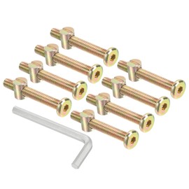 PATIKIL M8 x 60mm Bunk Bed Bolts, 8 Pack Hex Drive Socket Cap Barrel Screws Bolt Nuts Assortment Kit with 1Pcs Wrench for Furniture Bed, Zinc Color
