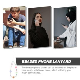 LABRIMP Fashion Phone Charms Lanyard Chain Flower Design for Women Cell Phone Holder