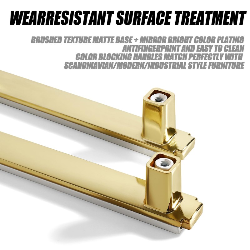 Kcmwsy 10 Pack Modern White and GoldCabinet Pulls,5 Inch Hole