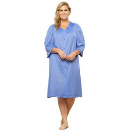 Exquisite Form womens Exquisite Form Women's Button Front Knee Length 10107 Bathrobe, Victory Violet, Large US