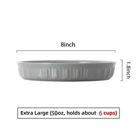 Fun Elements Shallow Dog Bowls, 8" Ceramic Dog Food Plate for Small and Medium Breeds, Non-Slip, Flat and Wide, Dishwasher Safe, Suitable for Puppies and Kittens (Grey)