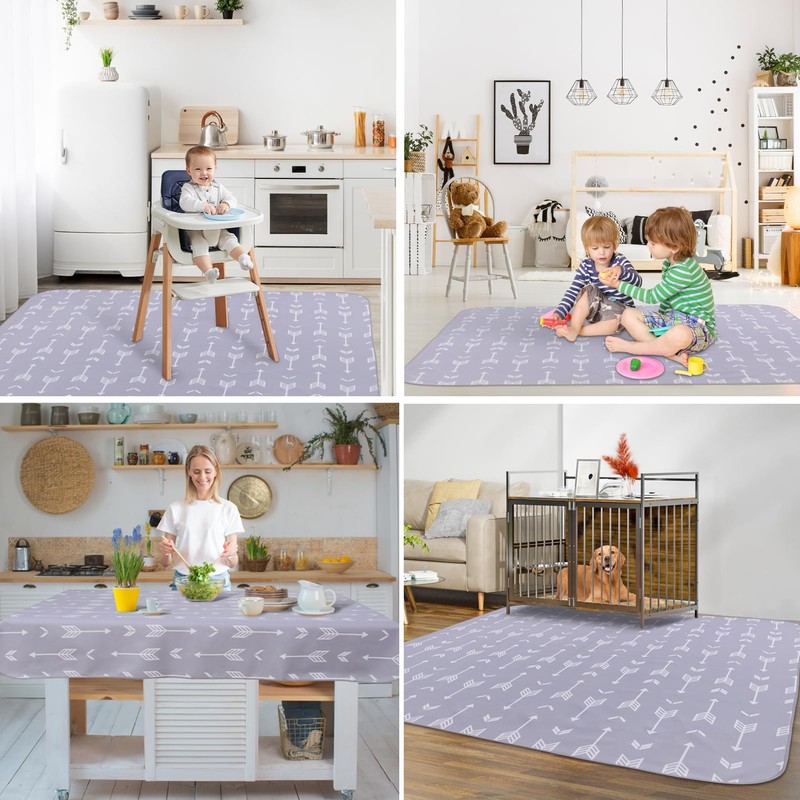 Splat Mat for Under High Chair/Arts/Crafts, WOMUMON Washable Spill Mat