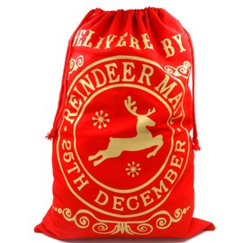 TRIXES Santa Sack Large Red Christmas Santa Santa Sack Reindeer Post Sack