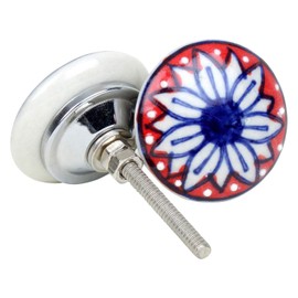 Ajuny Multicolor Ceramic Knobs for Dresser Drawers Kitchen Cabinets Bathroom and Furniture Hand Painted Antique Floral Cupboard Pull Knob (Round, Pack of 20)