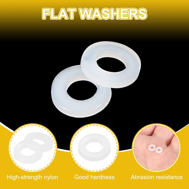 PATIKIL M3 Nylon Flat Washers, 120 Pcs 3mm ID 6mm