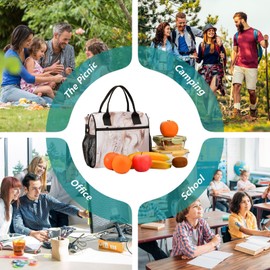 Insulated Lunch Bag Rose Gold Marble Lunch Box for Women Large Lunch Tote Thermal Reusable Cooler Bag with Shoulder Strap Work School Picnic