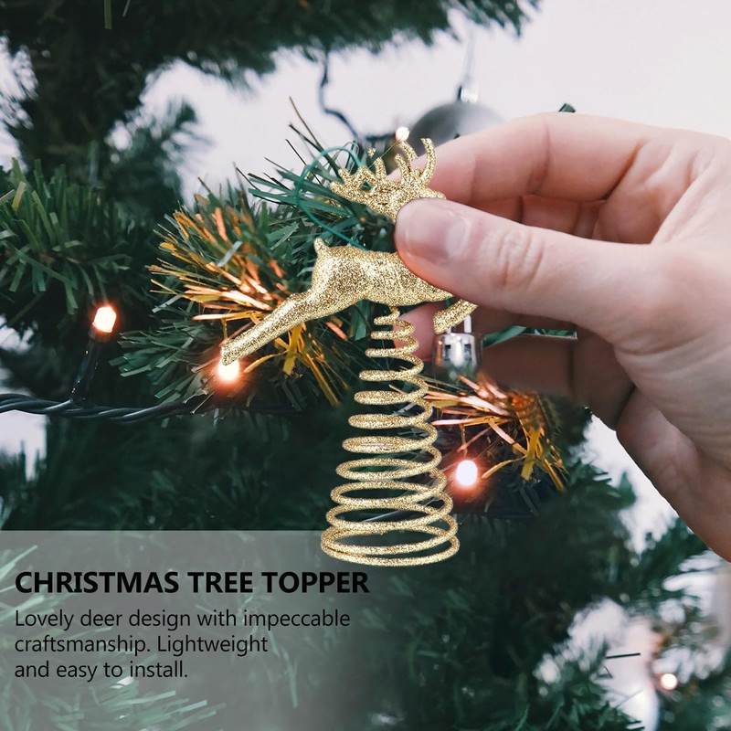 BESPORTBLE Reindeer Tree Topper Gold Tree Topper Glitter Christmas Tree