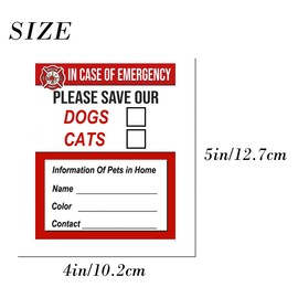 Pet Alert Sticker in Case of Emergency Pets Rescue Sticker Vinyl Decal Dogs Cats for Home House Window Pet Door 4Pack (Dogs&Cats)