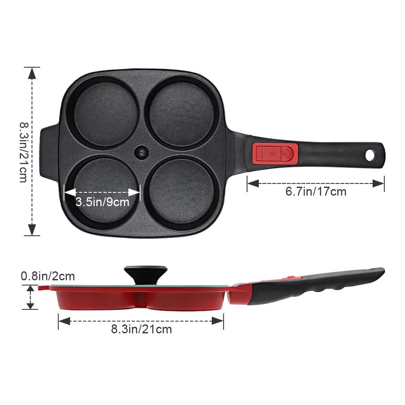 RANX INGST 4-Cup Egg Pan with Lid, Nonstick Omelette Skillet