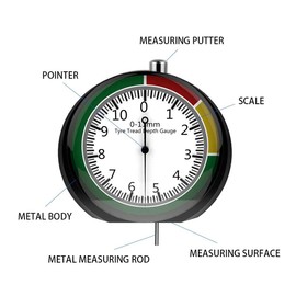 DMZK Dial Tyre Tread Depth Gauge Portable Tread Depth Checker, Wheel Tyre Measurement Tyre Depth Measurement Tool for Cars, Trucks