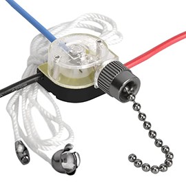 Ceiling Fan Pull Switch Zing Ear ZE-110 3 Wire 3 Way 2 Circuit 4 Position Fan Speed Pull Chain Light Switch Replacement with Pulling String, Black Nickel
