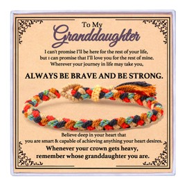 JINYRSOC To My Granddaughter Cherry Knot Bracelet, Granddaughter Bracelet Gift From Grandma Adjustable Hand Woven Braided Bracelets for Women Birthday Jewelry Gifts, universal, 棉, no gemstone