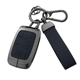 Key Fob Cover with Heavy-duty Keychain for Rover Evouge Discovery Sport Velar LR2 LR4 Jaguar XF XJ XJL XE (Black)
