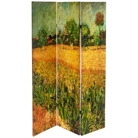 Oriental Furniture 6 ft. Tall Double Sided Works of Van Gogh Canvas Room Divider - Cafe Terrace/View of Arles