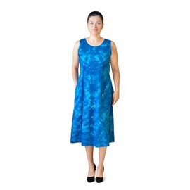 LA CERA Women's Cotton Dress, Scoop Neck, Sleeveless, A-Line, Floral Pattern, Side Seam Pockets - Ideal Summer Dresses