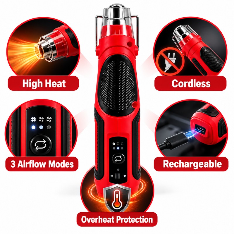 Cordless Mini Hot Air Gun – Rechargeable Handheld Heat Tool