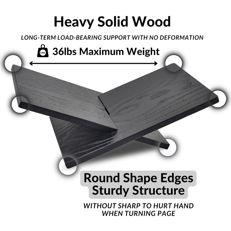Honygebia Solid Wood Book Stands - Cross Frame Black Oak