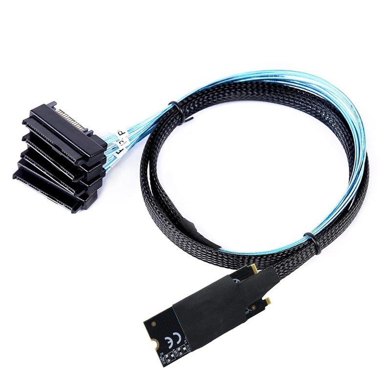 AoQhir M.2 SFF-8643 to 4 x SAS 8482 Converter Cable