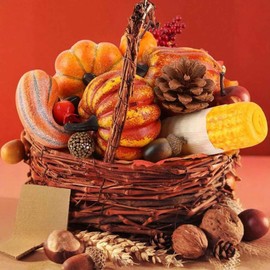 Yosoo Artificial Pumpkin and Maple Leaves Decoration, Decor Set Includes Pumpkins, Corn, Leaves, Berries, Hazelnuts