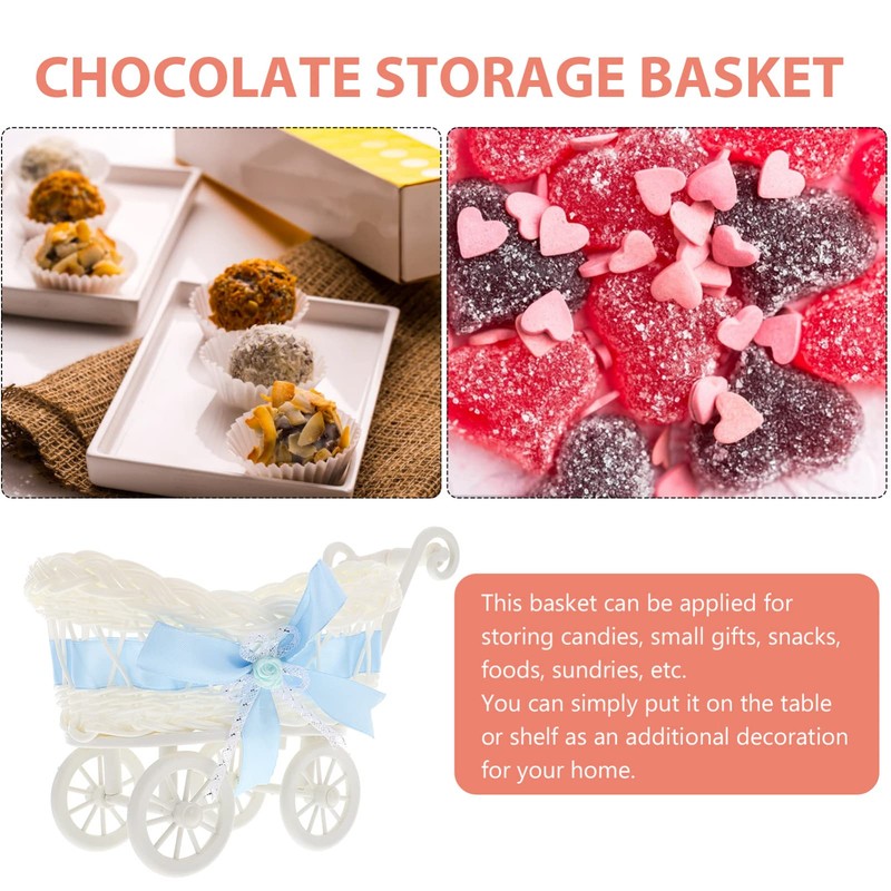 STOBOK Adorable Baby Shower Centerpiece, Mini Decorative Stroller Carriage Basket
