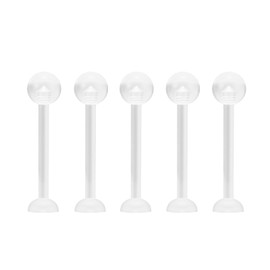 NewkeepsR 5pcs-14G(1.6mm) Thickness, 16mm(5/8'') Length, Bioplast Flexible Clear Tongue Ring Retainer, Unnoticeable Flat Labret Spacers