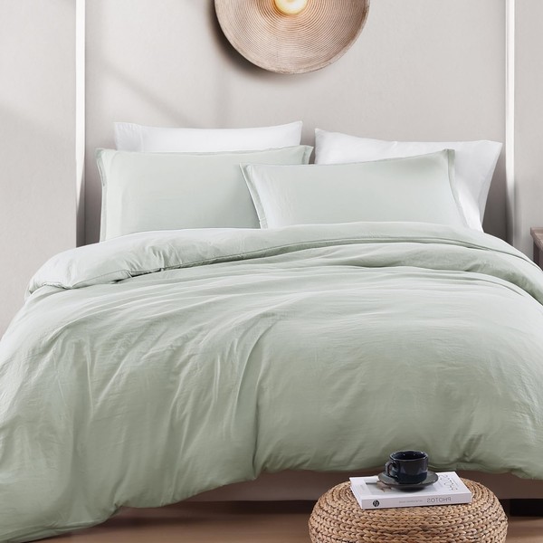 LANE LINEN Single Duvet Cover Set Mineral - Pre Washed