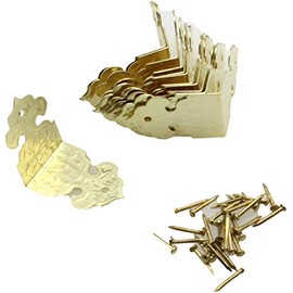 LBTODH 12pcs Vintage Bronze Engraved Box Corner Guards Desk Edge Box Corner Cover (25x25x15mm)-Gold