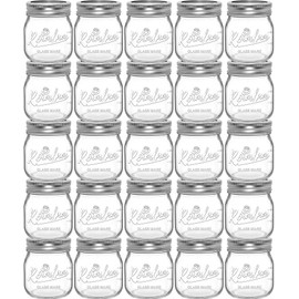 24 Pack 8 oz Mason Jars with Airtight Lids and Bands, Mini Glass Canning Jar for Food Storage Pickling, Regular Half Pint Jar for Kitchen Spice, Jam, Jelly, Overnight Oats, Honey, Baby Foods, DIY Gift