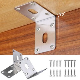 Angle Connector, Stainless Steel, 4 Pieces, 90 Degree Stainless Steel Angle, Angle Connector, 70 x 70 x 55 Angle, Stainless Steel Beam Angle with Screws for Garden Shed, Carport, Raised Bed, Workbench