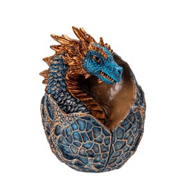 Pacific Giftware Dragon Hatchling Figurine Blue and Gold Baby Dragon Emerging from Egg Adorable Fantasy Resin Sculpture for Home Decor and Collectible Display 3.62" Tall