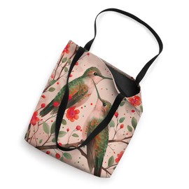 Sage Green Hummingbird Pink Wildflower Humming Bird Flower Tote Bag