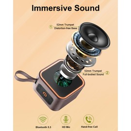 Portable Bluetooth 5.3 Speaker with Bass Amplification and Colorful LED Light, IP6 Waterproof, PU Leather Surface, Playtime up to 10 Hours, Suitable for Outdoor, Party, Camping, Travel, Brown