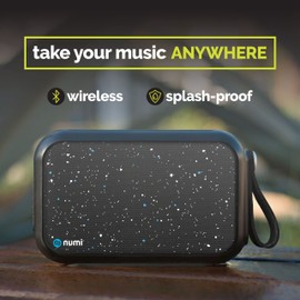 Numi Vibe Plus Wireless Splash-Proof Speaker - 4+ Hours of Listening Time - Durable Waterproof Speaker for Outdoors - Portable Speaker with Micro-USB Charging Cable