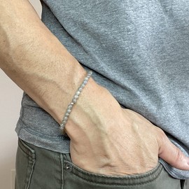 Mini Grey Gemstone 4mm Energy Bracelet - Yoga Intention Meditation