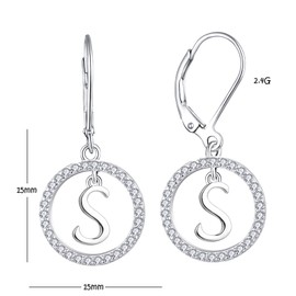 Starnny Letter Earrings 925 Silver Women's Initial Alphabet A-Z 3A Cubic Zirconia Earrings Gifts for Women, Sterling Silver, Cubic Zirconia