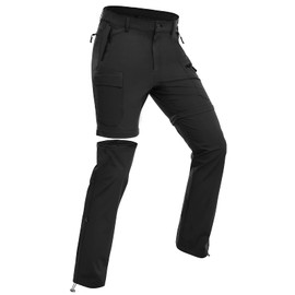 Wespornow Women's-Hiking-Pants Convertible-Zip-Off-Quick-Dry-Pants for Cargo, Camping, Travel, Outdoor, Fishing, Safari (Black, Large)