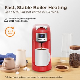 CHULUX Classic Single Serve Coffee Maker for K Cup, One Button Easy Coffee Machine for Office, RV, Travel and Dorm, Red