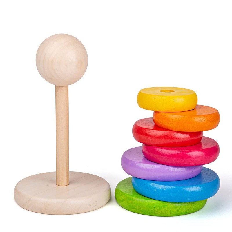 Bigjigs Toys My First Wooden Rainbow Stacker - Stacking Rings