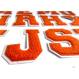 4.5" Chenille Letter Patches Orange Iron on Letter Patches for Clothing Varsity Letter Patches Letterman Jacket Patches (Orange-C)