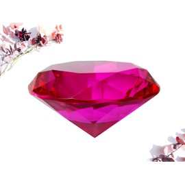 CLICK2GO 4” / 100 mm Hot Pink Diamond Shaped Glass Crystal Paperweight –Home Office Decor & Valentine's Day Gift Wedding Favors Centerpieces Decoration with Gift Box